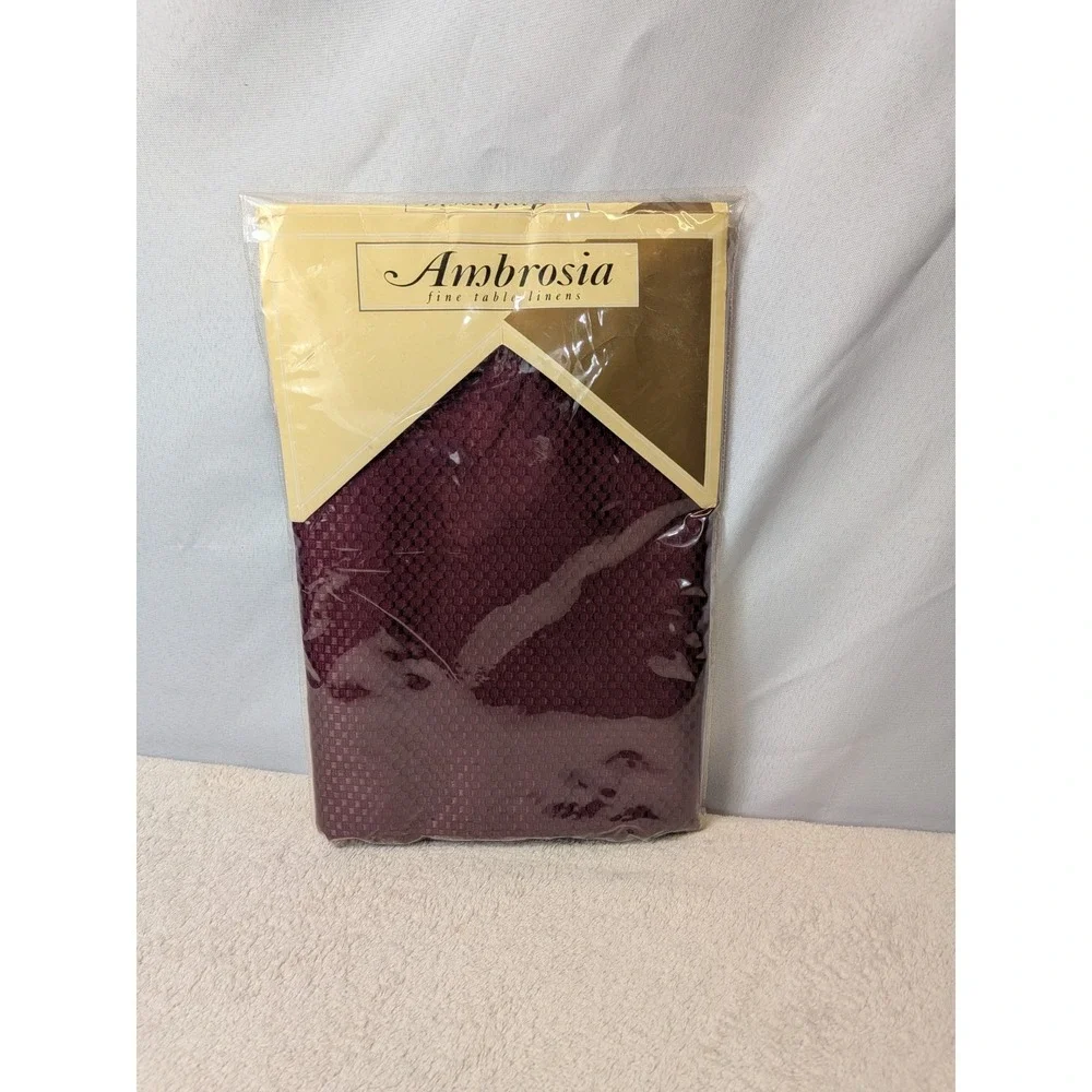 Ambrosia Fine Table Linens Garnet Red Square‎ Tablecloth 52x52 NIP Coquette Goth